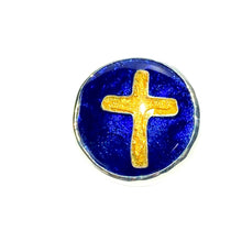 Load image into Gallery viewer, Cloisonné Golden Cross in Midnight Blue Ring