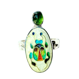 Cloisonné Scarab Beetle Ring