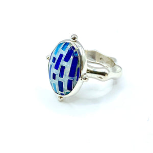 Cloisonné Shaded Blue Path Ring