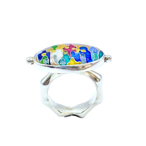 Cloisonné Village Ring