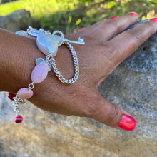 Load image into Gallery viewer, Liquid Silver Bracelet - White Baroque Pearl and Pink Opal Bead (medium)