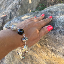 Load image into Gallery viewer, Liquid Silver Bracelet - Black Baroque Pearl